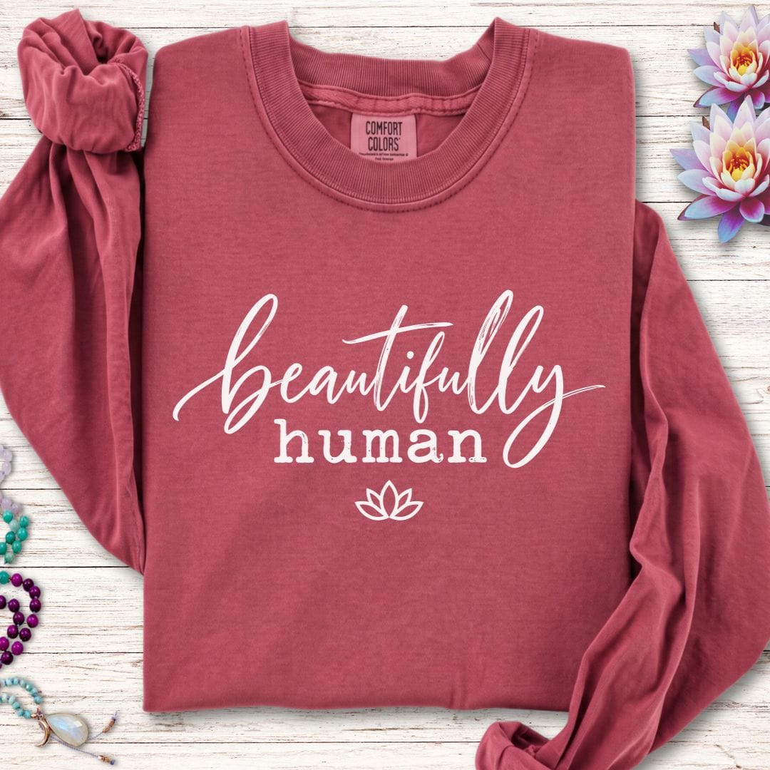 Beautifully Human Long Sleeve Tee Crimson