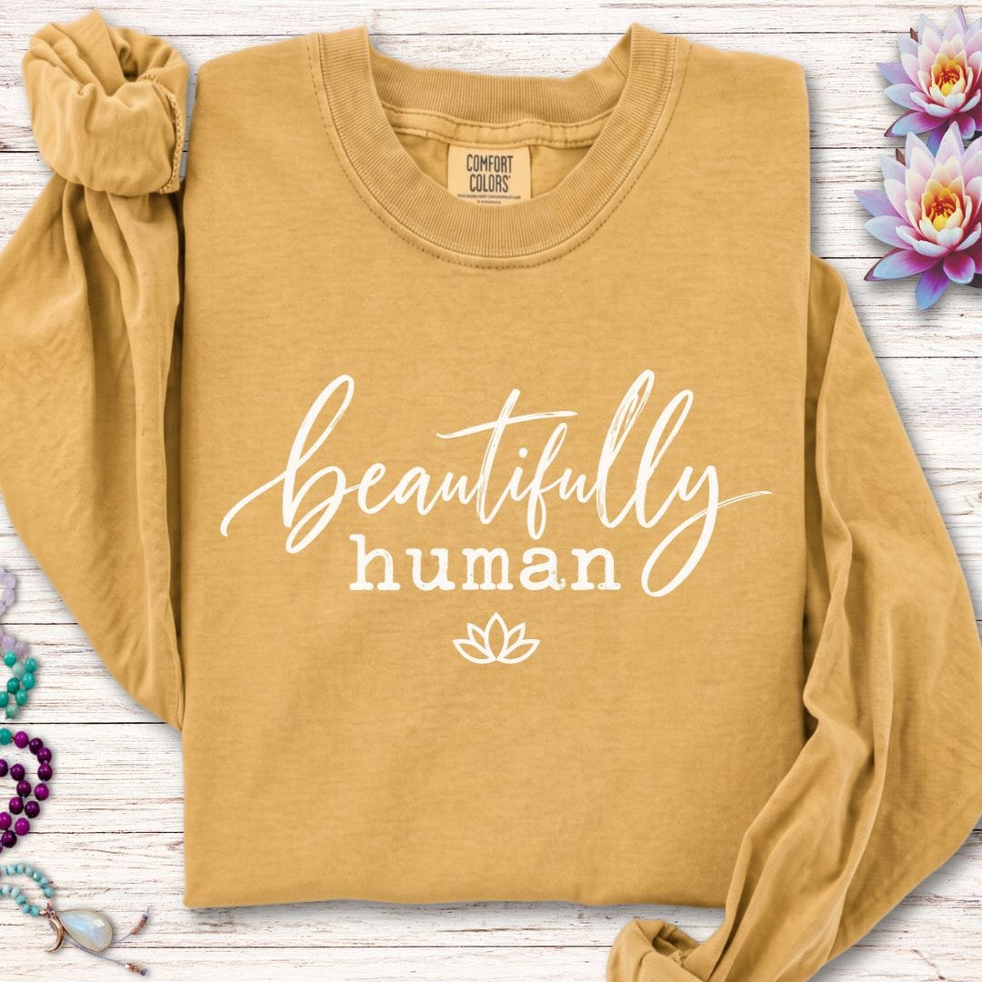 Beautifully Human Long Sleeve Tee Mustard