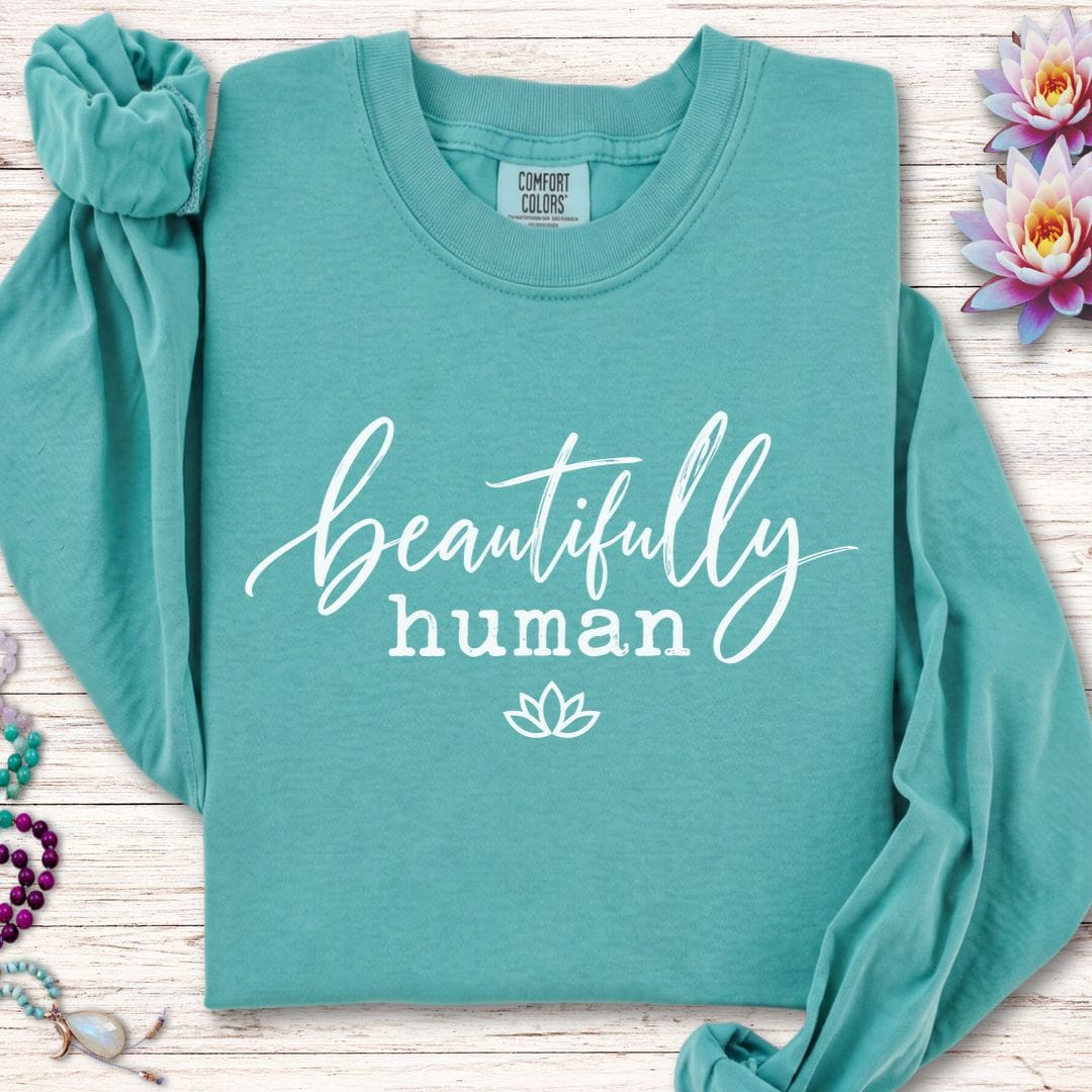 Beautifully Human Long Sleeve Tee Seafoam