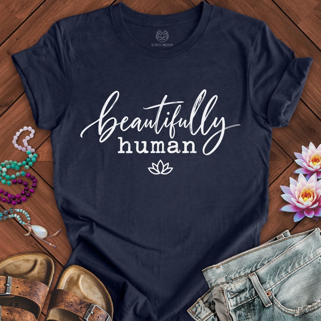 Beautifully Human Tee Heather Midnight Navy