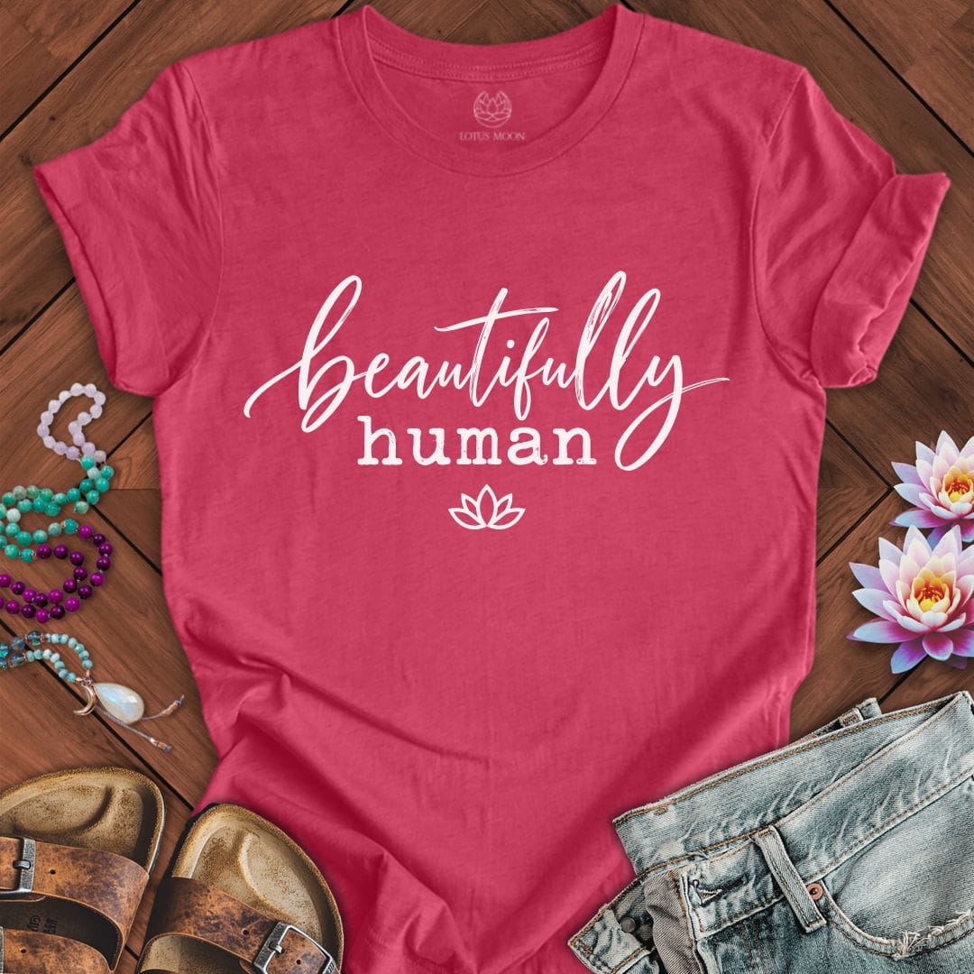 Beautifully Human Tee Heather Raspberry
