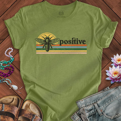 Bee Positive Tee Heather Green