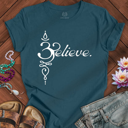 Believe Om Tee Deep Teal