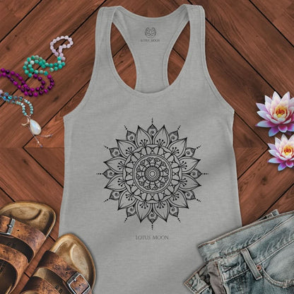 Black Mandala Tank Heather Grey