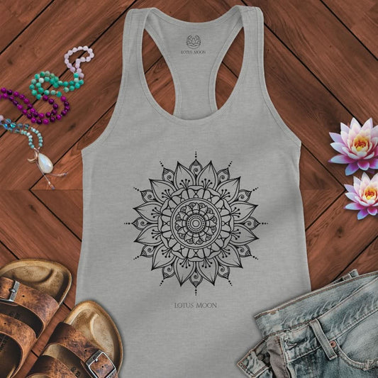 Black Mandala Tank Heather Grey