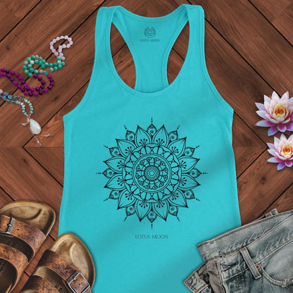Black Mandala Tank Solid Tahiti Blue