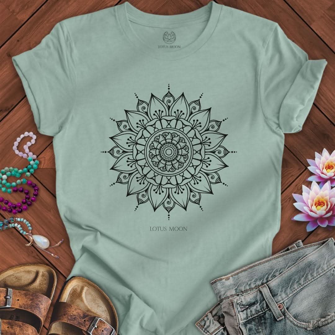 Black Mandala Tee Dusty Blue