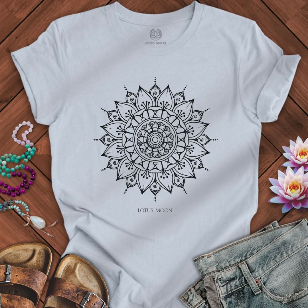 Black Mandala Tee Light Blue