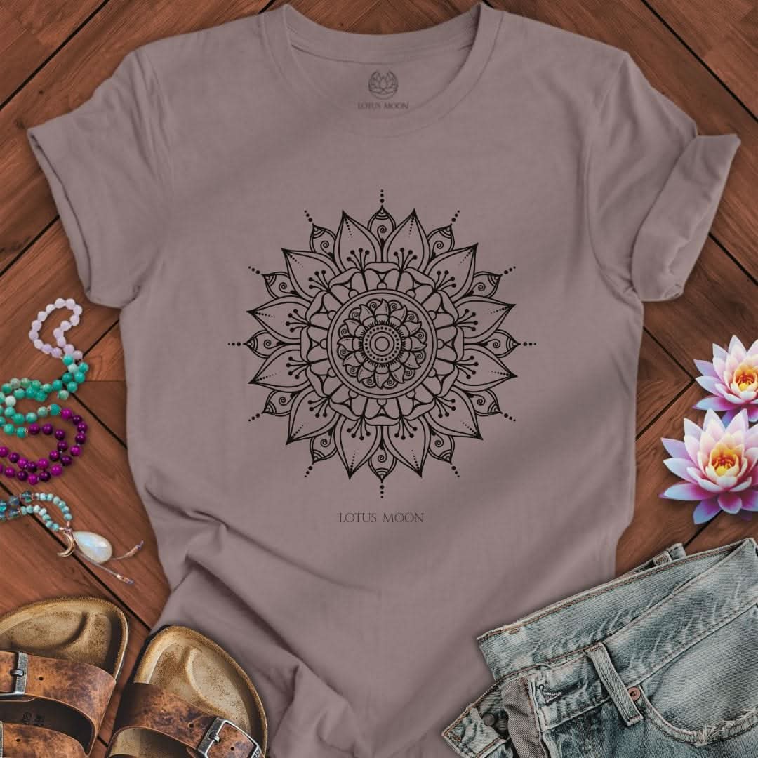 Black Mandala Tee Pebble Brown