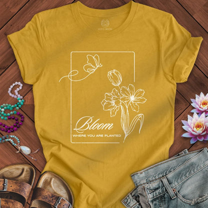 Bloom Daylily Tee Heather Mustard