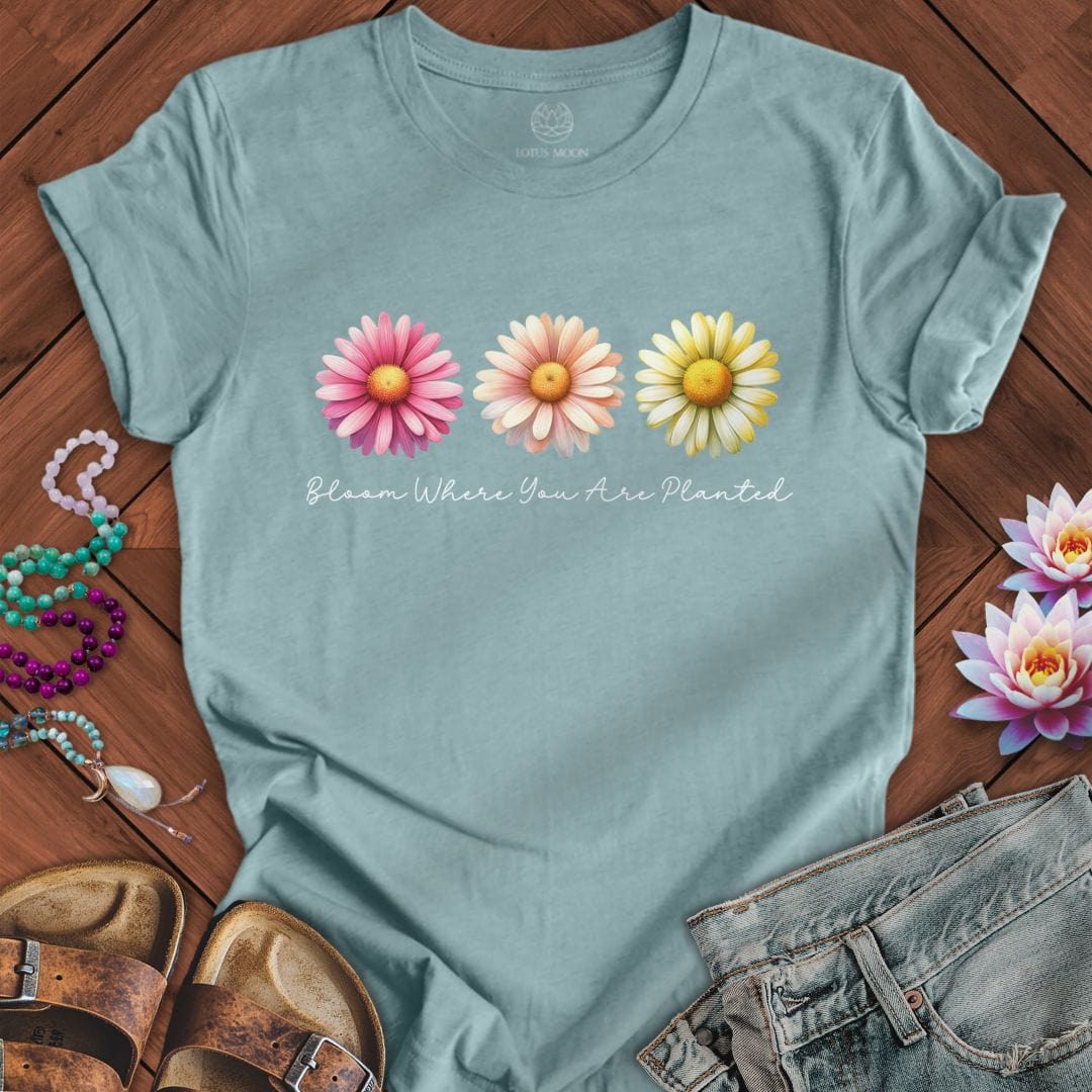 Bloom Tee Heather Blue Lagoon
