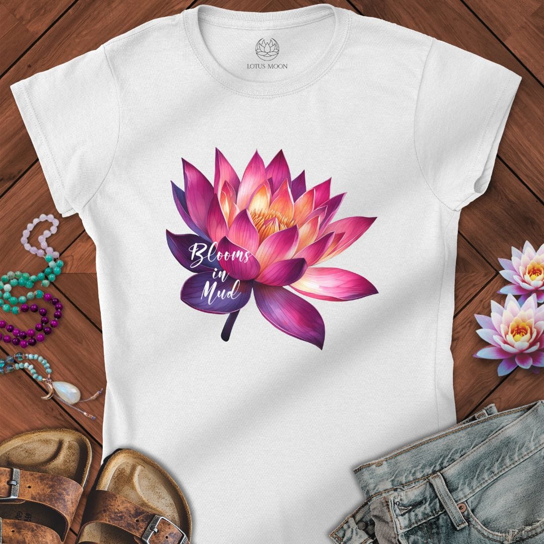 Blooms In Mud Fitted Tee White