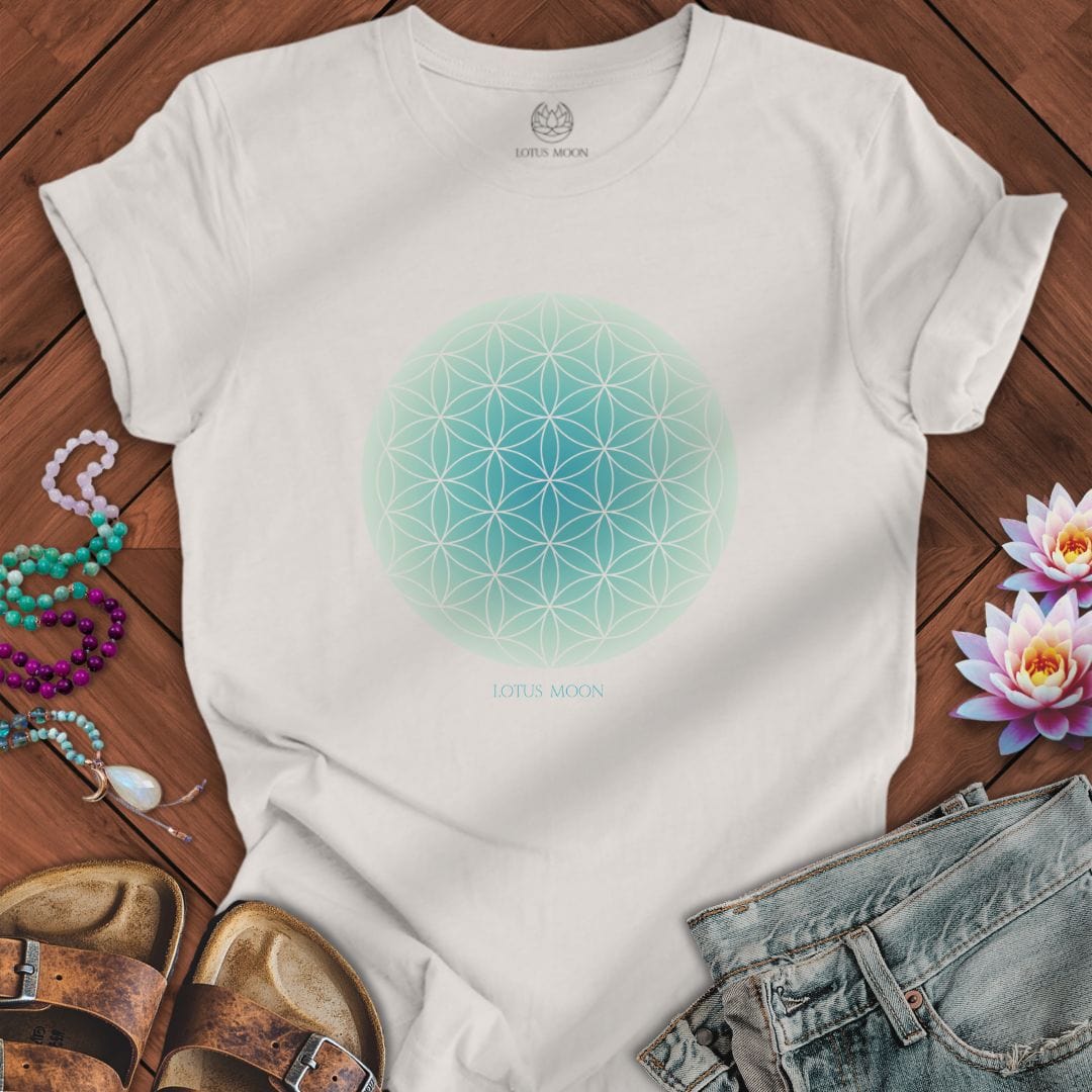 Blue Flower of Life Tee Vintage White