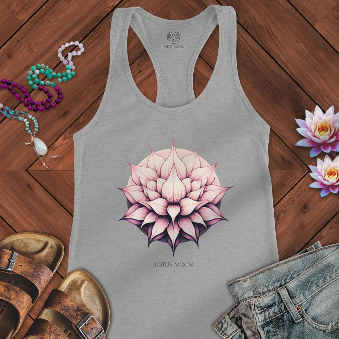 Blushing Lotus Tank Heather Grey