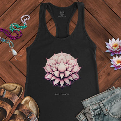 Blushing Lotus Tank Solid Black