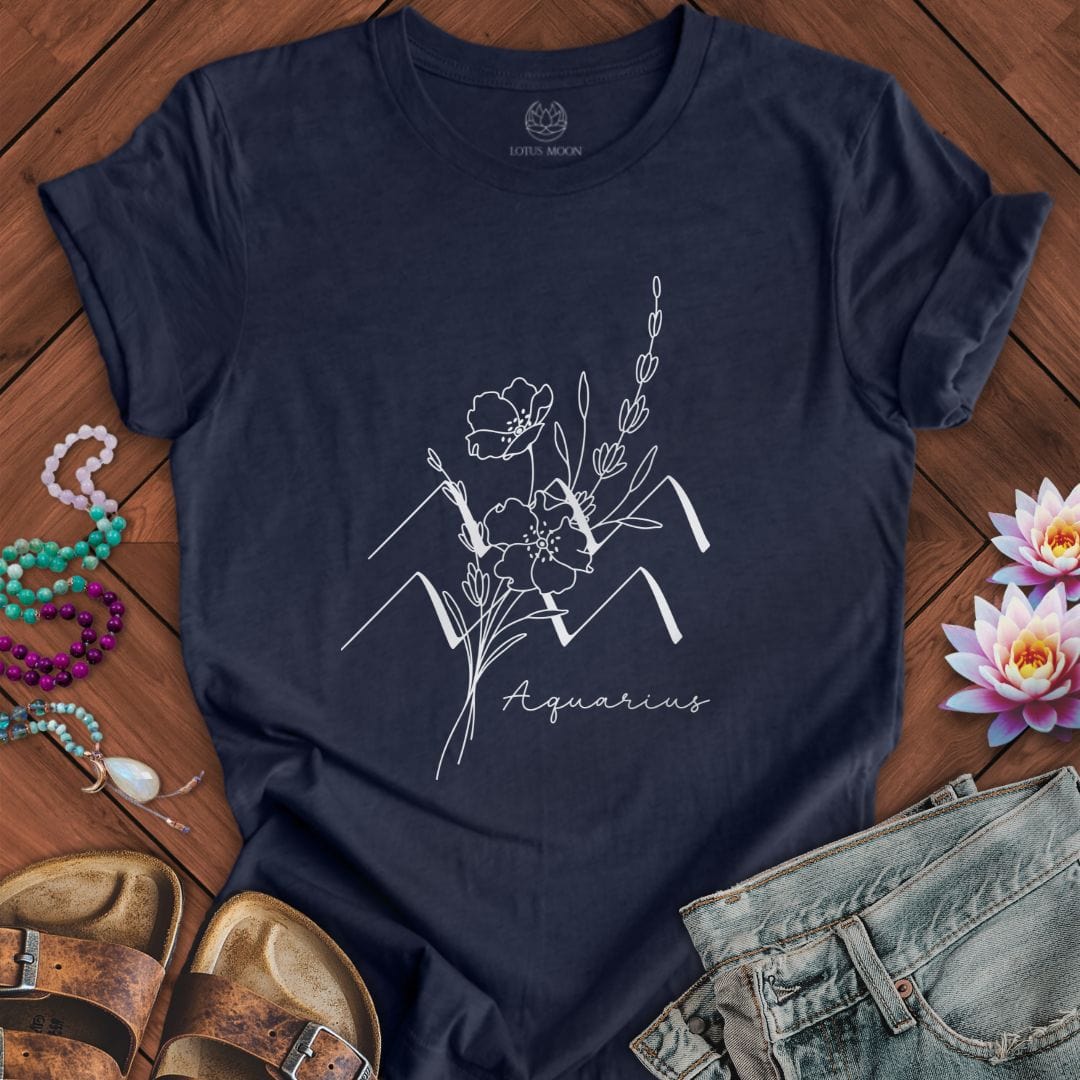 Lotus Moon Co. T-Shirt Boho Aquarius Tee Heather Midnight Navy / S