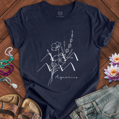 Lotus Moon Co. T-Shirt Boho Aquarius Tee Heather Midnight Navy / S