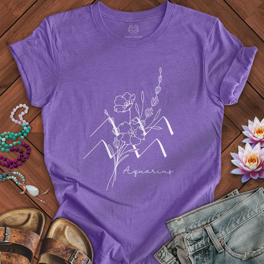 Lotus Moon Co. T-Shirt Boho Aquarius Tee Heather Team Purple / S