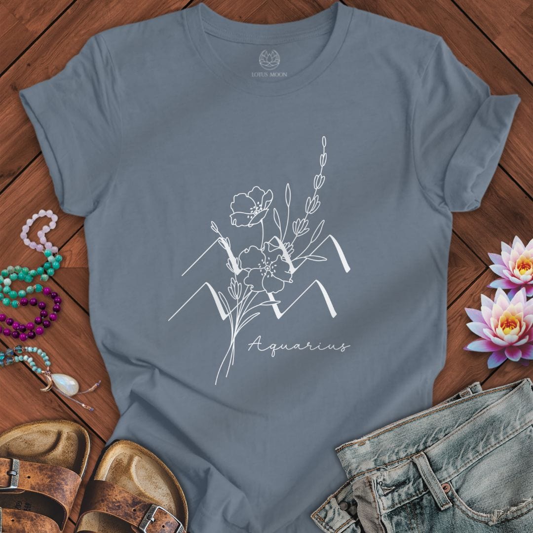 Lotus Moon Co. T-Shirt Boho Aquarius Tee Steel Blue / S
