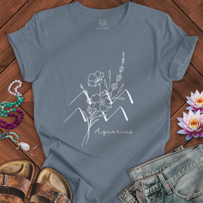 Lotus Moon Co. T-Shirt Boho Aquarius Tee Steel Blue / S