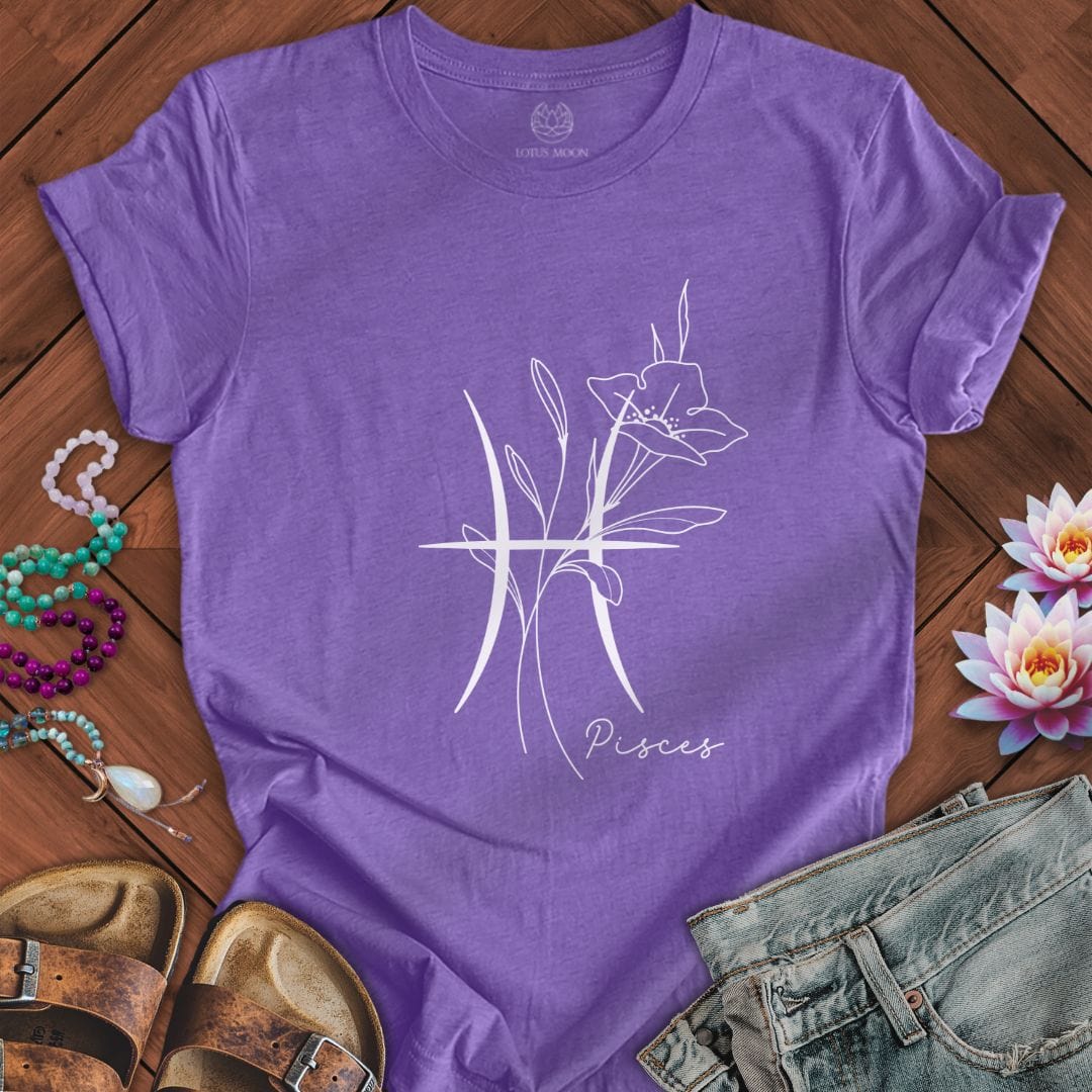 Lotus Moon Co. T-Shirt Boho Pisces Tee Heather Team Purple / S