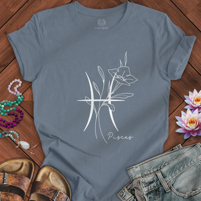 Lotus Moon Co. T-Shirt Boho Pisces Tee Steel Blue / S