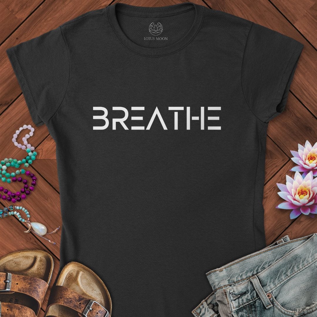 Breathe Text Fitted Tee Black