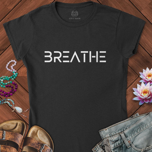 Breathe Text Fitted Tee Black