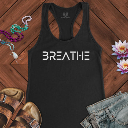 Breathe Text Tank Solid Black