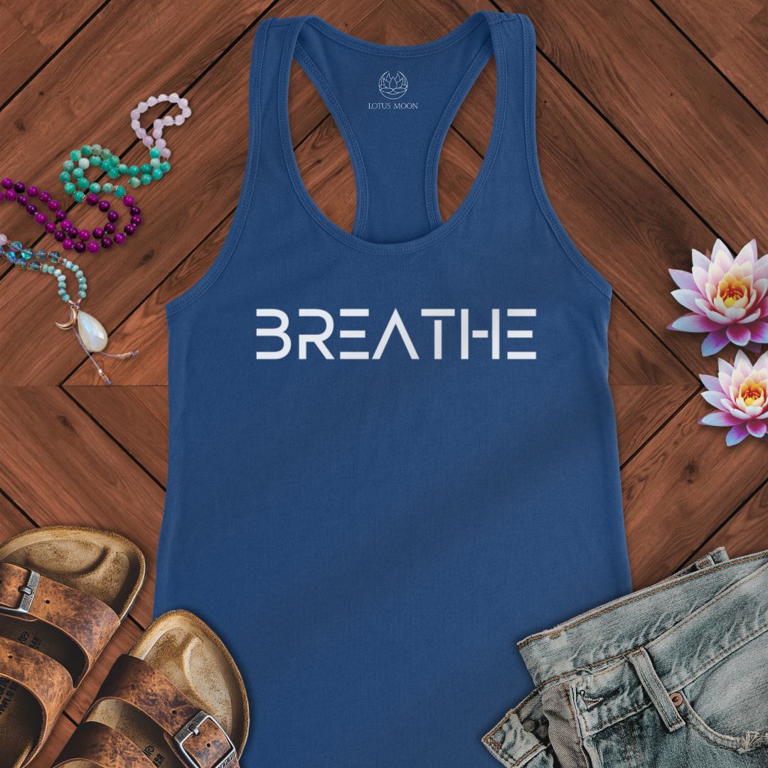 Breathe Text Tank Solid Royal