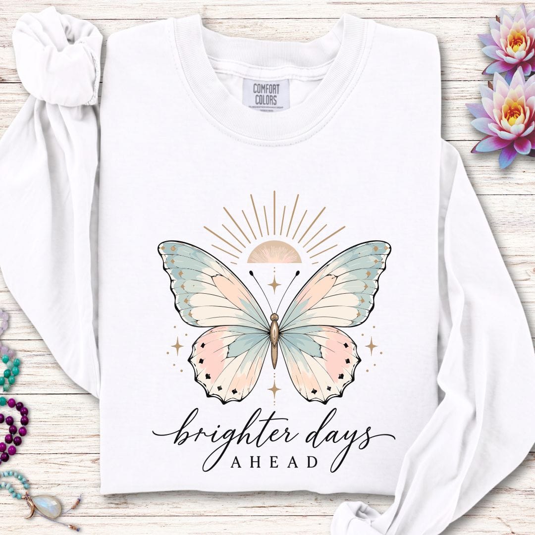 Printify Long-sleeve Brighter Days Ahead Long Sleeve Tee White / S