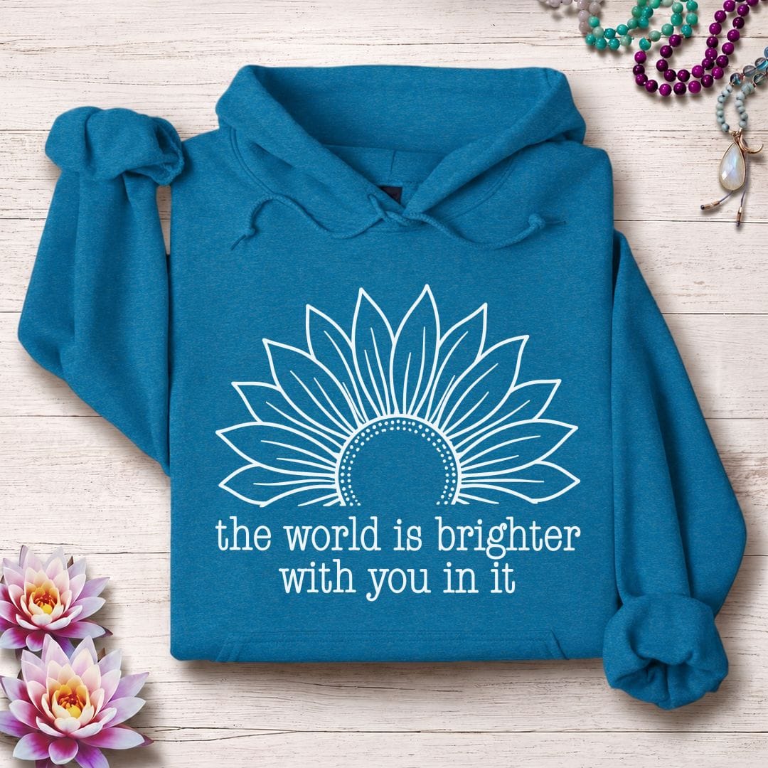 Printify Hoodie Brighter World Sunflower Hoodie Antique Sapphire / S