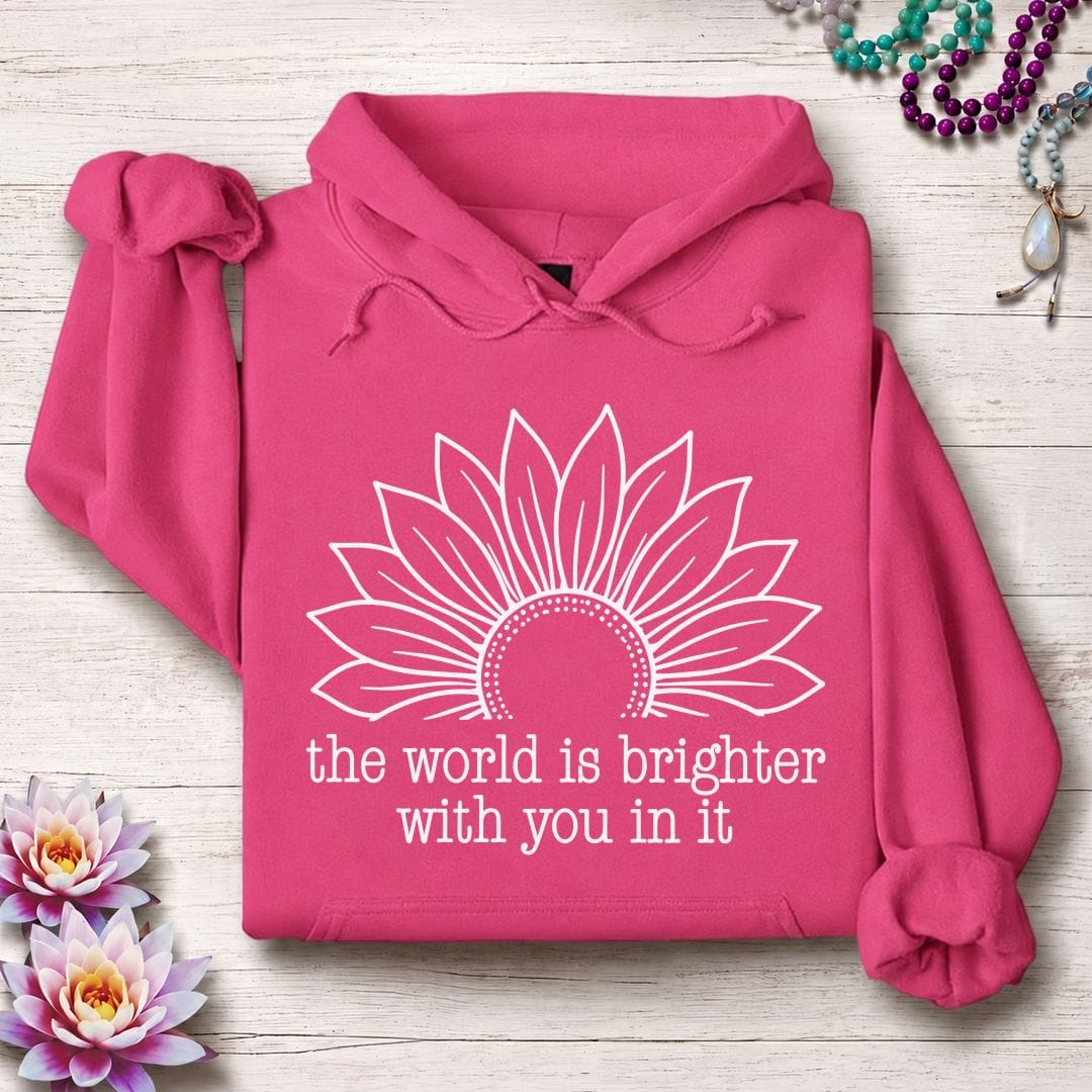 Printify Hoodie Brighter World Sunflower Hoodie Heliconia / S