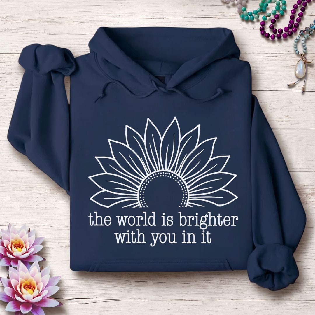 Printify Hoodie Brighter World Sunflower Hoodie Navy / S