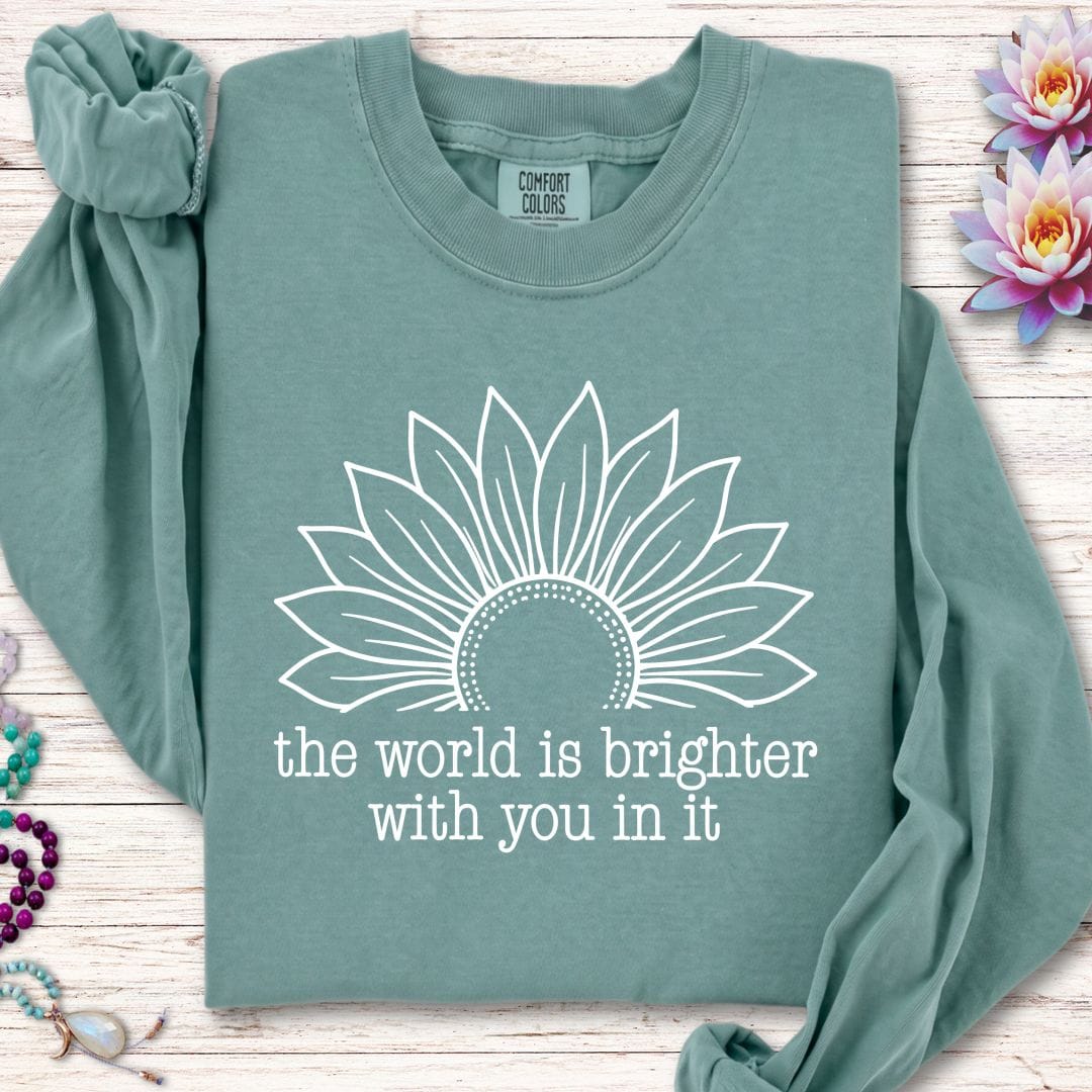 Printify Long-sleeve Brighter World Sunflower Long Sleeve Tee Light Green / S