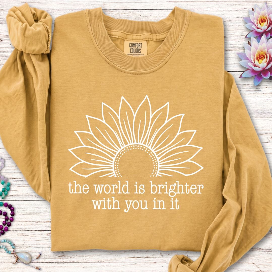 Printify Long-sleeve Brighter World Sunflower Long Sleeve Tee Mustard / S