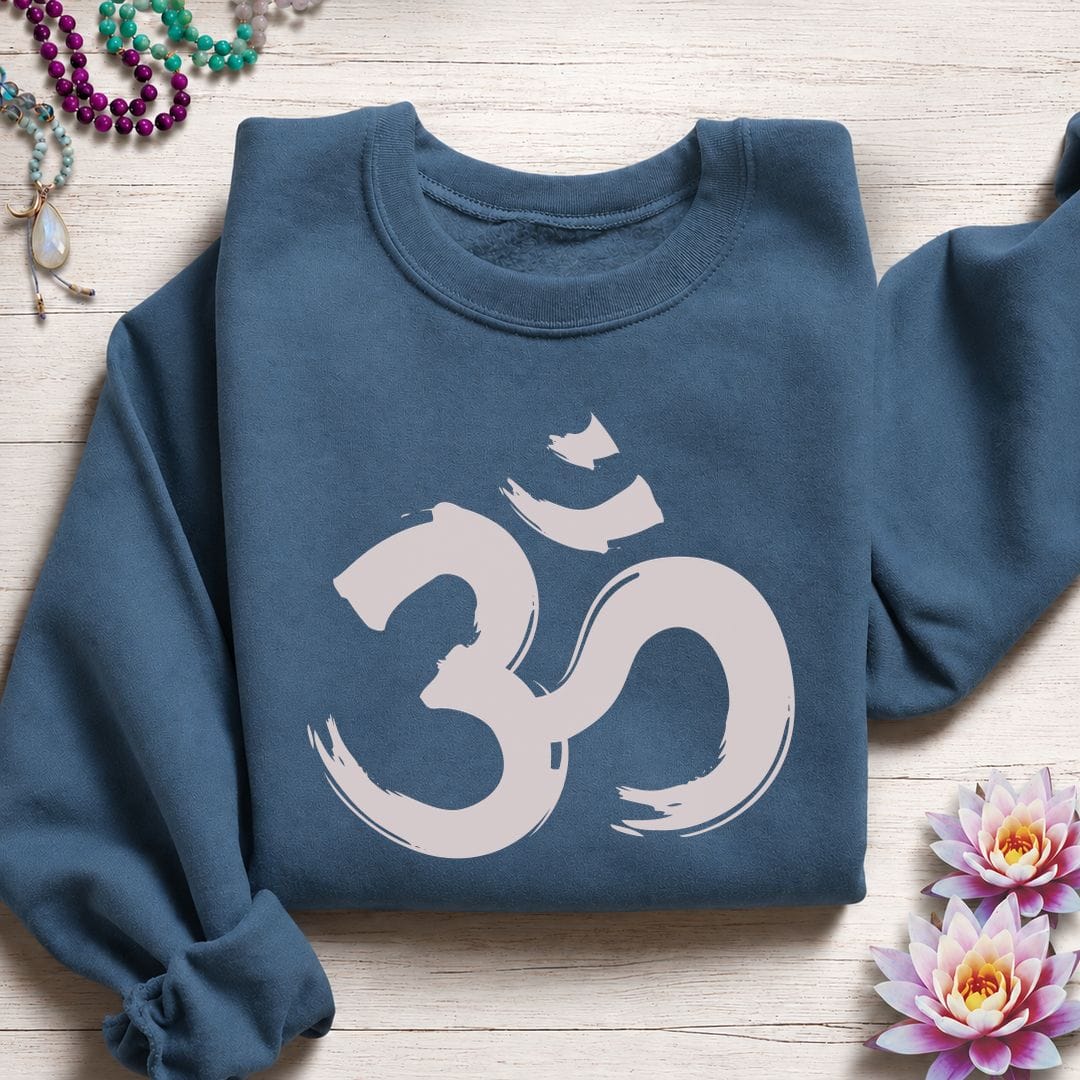 Brushstroke Om Sweatshirt Indigo Blue