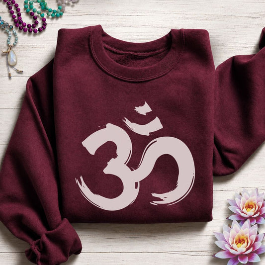 Brushstroke Om Sweatshirt Maroon