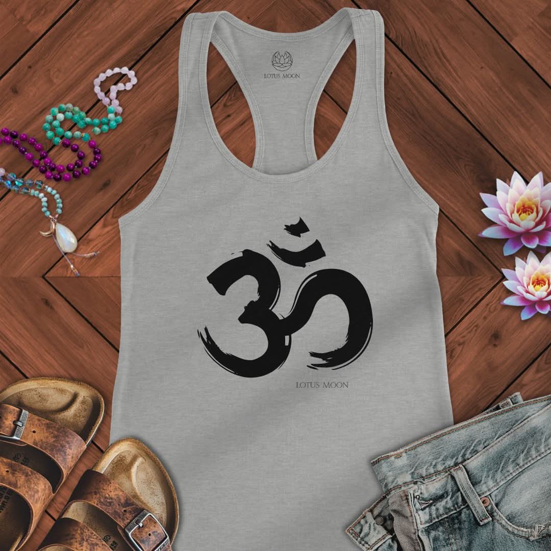 Brushstroke Om Tank Heather Grey