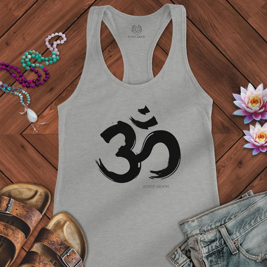 Brushstroke Om Tank Heather Grey