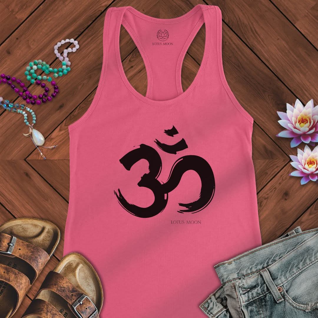 Brushstroke Om Tank Solid Hot Pink