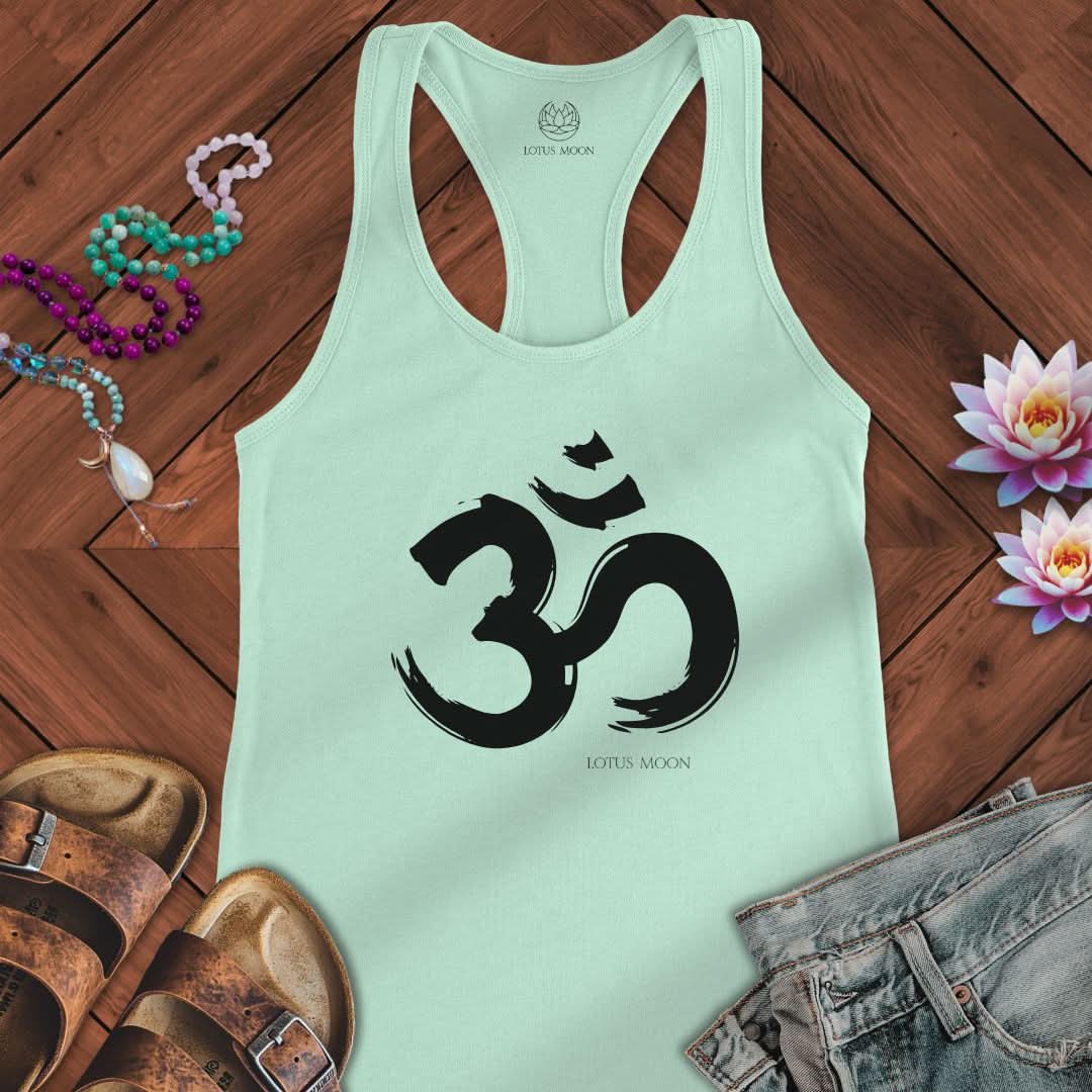 Brushstroke Om Tank Solid Mint