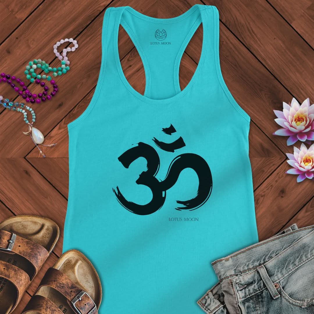 Brushstroke Om Tank Solid Tahiti Blue