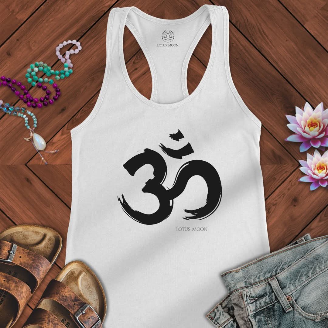 Brushstroke Om Tank Solid White