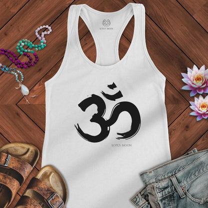 Brushstroke Om Tank Solid White