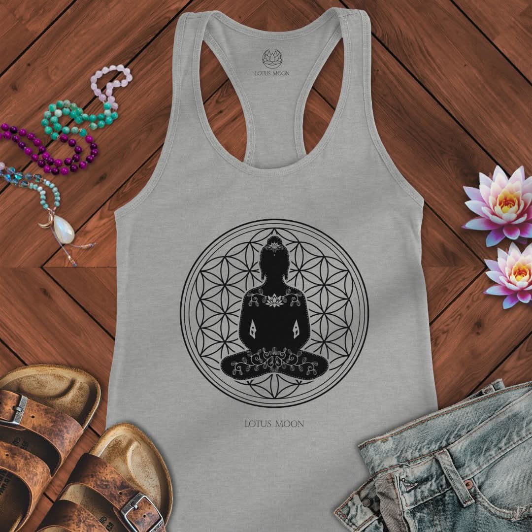 Buddha Flower of Life Tank Heather Grey