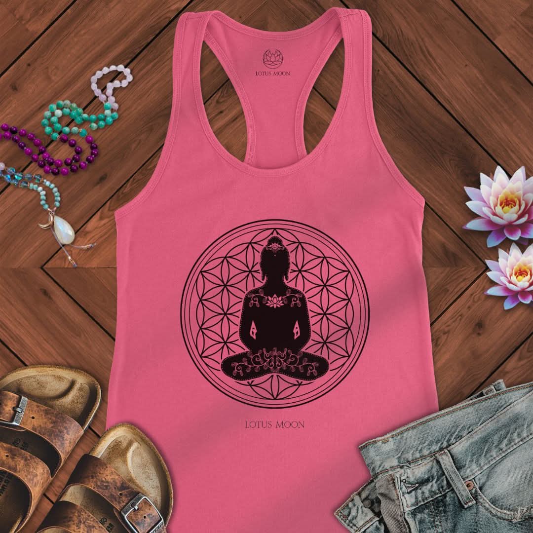 Buddha Flower of Life Tank Solid Hot Pink