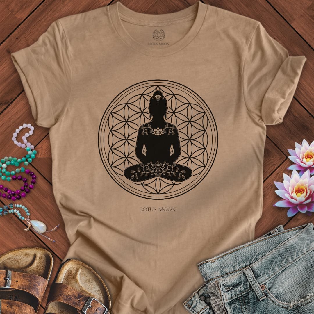 Buddha Flower of Life Tee Heather Tan