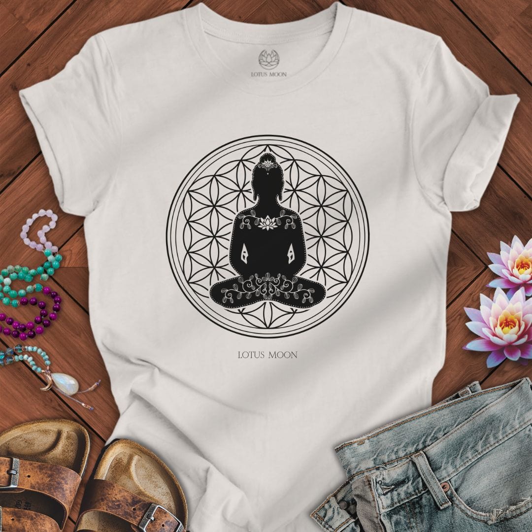 Buddha Flower of Life Tee Vintage White