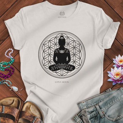 Buddha Flower of Life Tee Vintage White